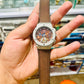 Hublot Style  Skeleton Dial Men's Watch with Green Leather Strap